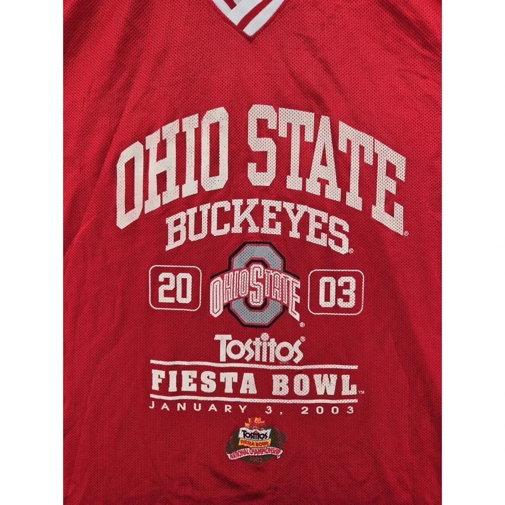 VTG Mens RARE 2003 Tostitos Ohio State Buckeyes Fiesta Bowl Football Sz L Jersey